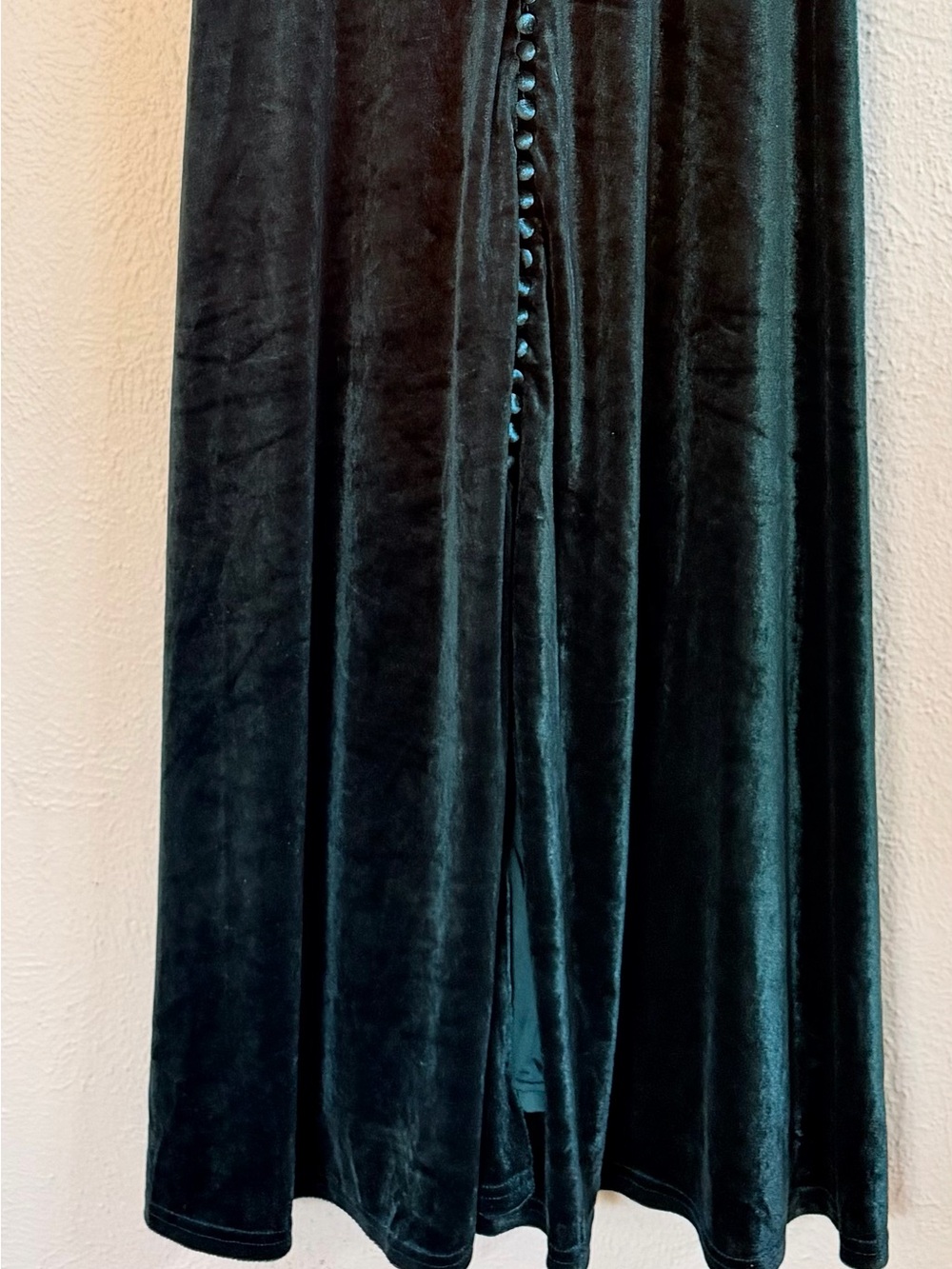 Bohme green vneck velvet button up midi dress - Picture 4 of 6